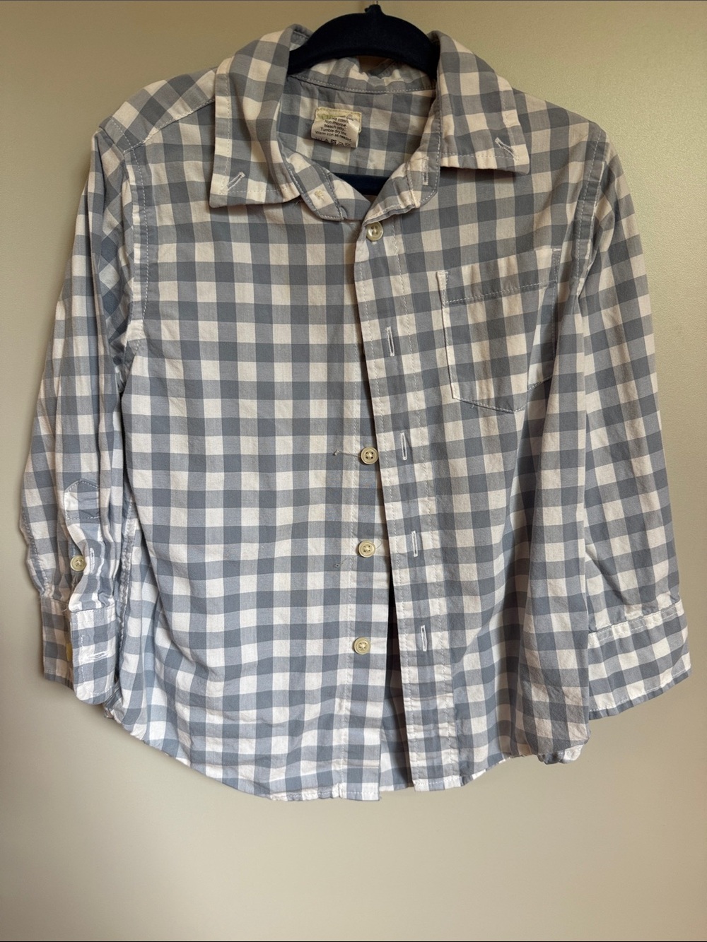 Crewcuts White and Gray Gingham Button-Down Shirt